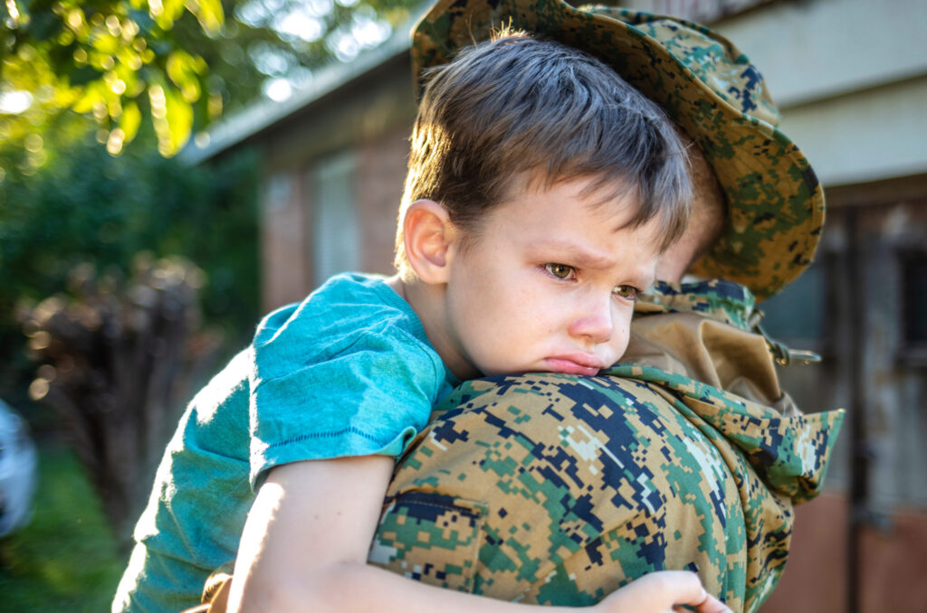 Military child says goodbye pre-deployment