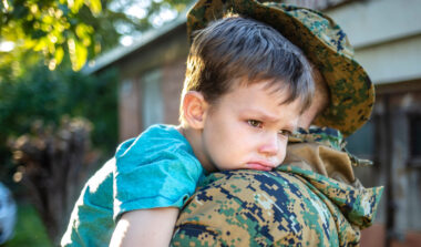 Military child says goodbye pre-deployment