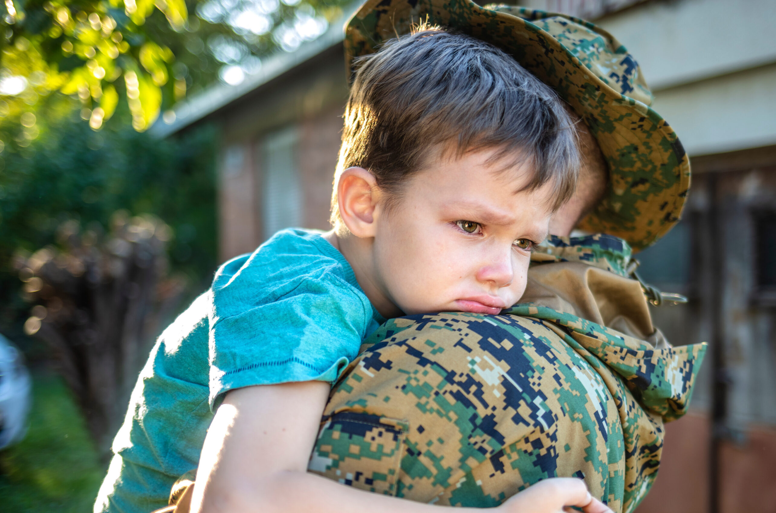 Military child says goodbye pre-deployment