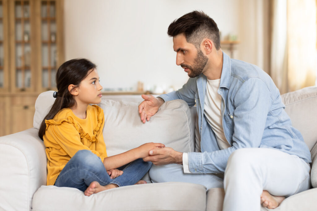 Veteran Talking to Child