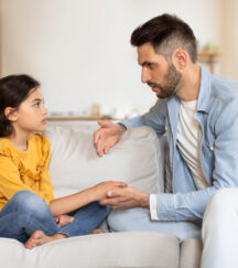 Veteran Talking to Child