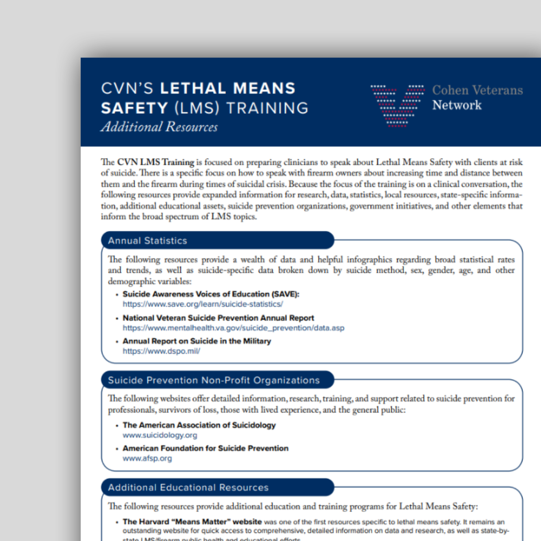 Lethal Means Counseling Resources Handout Preview