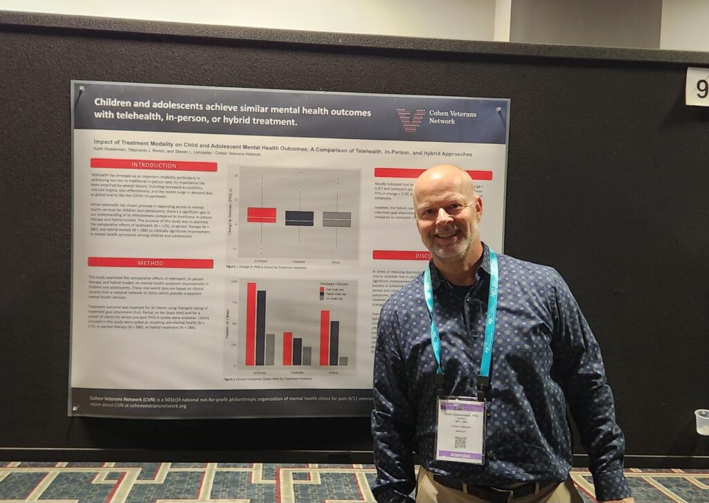 Dr. Keith Klostermann, with CVN’s Clinical Programs department, presented key findings from a CVN study at the Association for Behavioral and Cognitive Therapies (ABCT) convention in New Orleans.